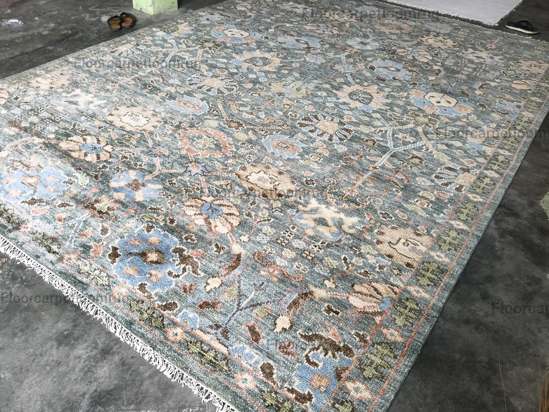 Hand Knotted Wool Area Rug, Vintage Persian Floral Style, 12x15, 12x18 ...