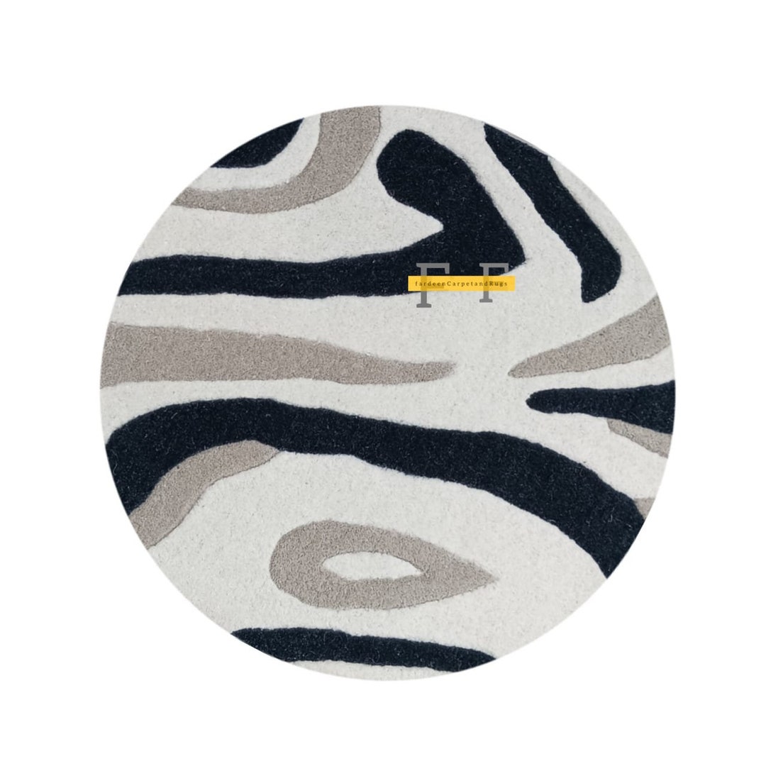 10 Foot Round Hand Tuffed Rug, 12 Ft Woolen Living Room Carpet ...