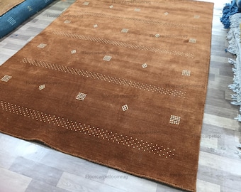 Gabbeh Wool Area Rug | Loribaft Simple Design, For Large Living Room Bedroom Office Carpet