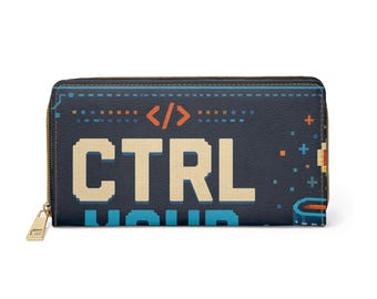 CTRL Your Cash Pixel Art Wallet - Geek Tech and Coding Gift