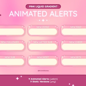 Animated Stream Alerts - Pink Liquid Gradient | Twitch Alerts, OBS, Stream Assets, Stream Alerts, Liquid, YouTube, Pink Gradient, Alerts
