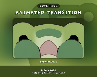 Grenouille kawaii - Transition de flux animé | Transition Twitch, OBS, diffusion en streaming, Stinger, Kawaii, Grenouille, YouTube, Grenouille mignonne, Vert