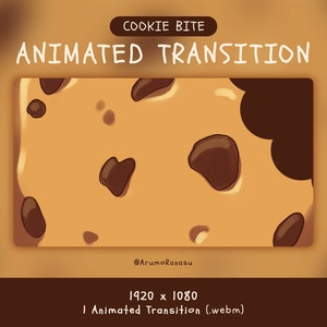 Cookie Bite - Animated Stream Transition | Twitch Transition, OBS, Stream Assets, Stinger, Bite, Cute, Chocolate Cookie, YouTube, Brown