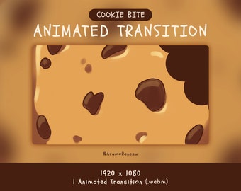 Cookie Bite - Transition de flux animée | Twitch Transition, OBS, Stream Assets, Stinger, Bite, Cute, Chocolate Cookie, YouTube, Brown