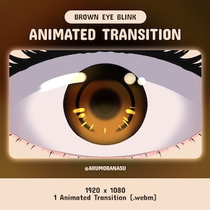 Brown Eye Blink - Animated Stream Transition | Twitch Transition, OBS, Stream Assets, Stinger, Brown Eyes, Sparkle, YouTube, Lashes, Anime