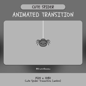 Kawaii Spider - Animated Stream Transition | Twitch Transition, OBS, Stream Assets, Stinger, Kawaii, Spider, YouTube, Cute Spider, Web, Gray