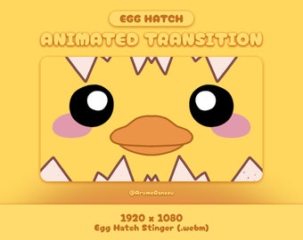 Egg Hatch - Animated Stream Transition | Twitch Transition, OBS, Stream Assets, Stinger, Kawaii, Chick, YouTube, Cute, Duck, Yellow, Chicken