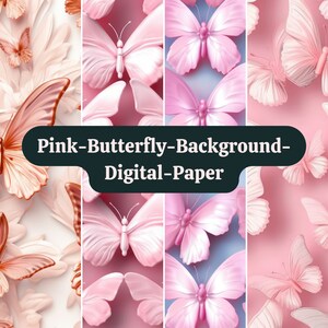 Pink Butterfly Background Digital Paper Wallpaper || Desktop wallpaper, phone wallpaper background, digital wallpaper, digital background