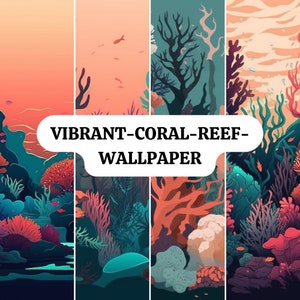 VIBRANT CORAL REEF Wallpaper Background Digital Paper | Desktop wallpaper, phone wallpaper background, digital wallpaper, digital background