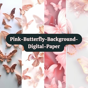 Pink Butterfly Background Digital Paper Wallpaper || Desktop wallpaper, phone wallpaper background, digital wallpaper, digital background