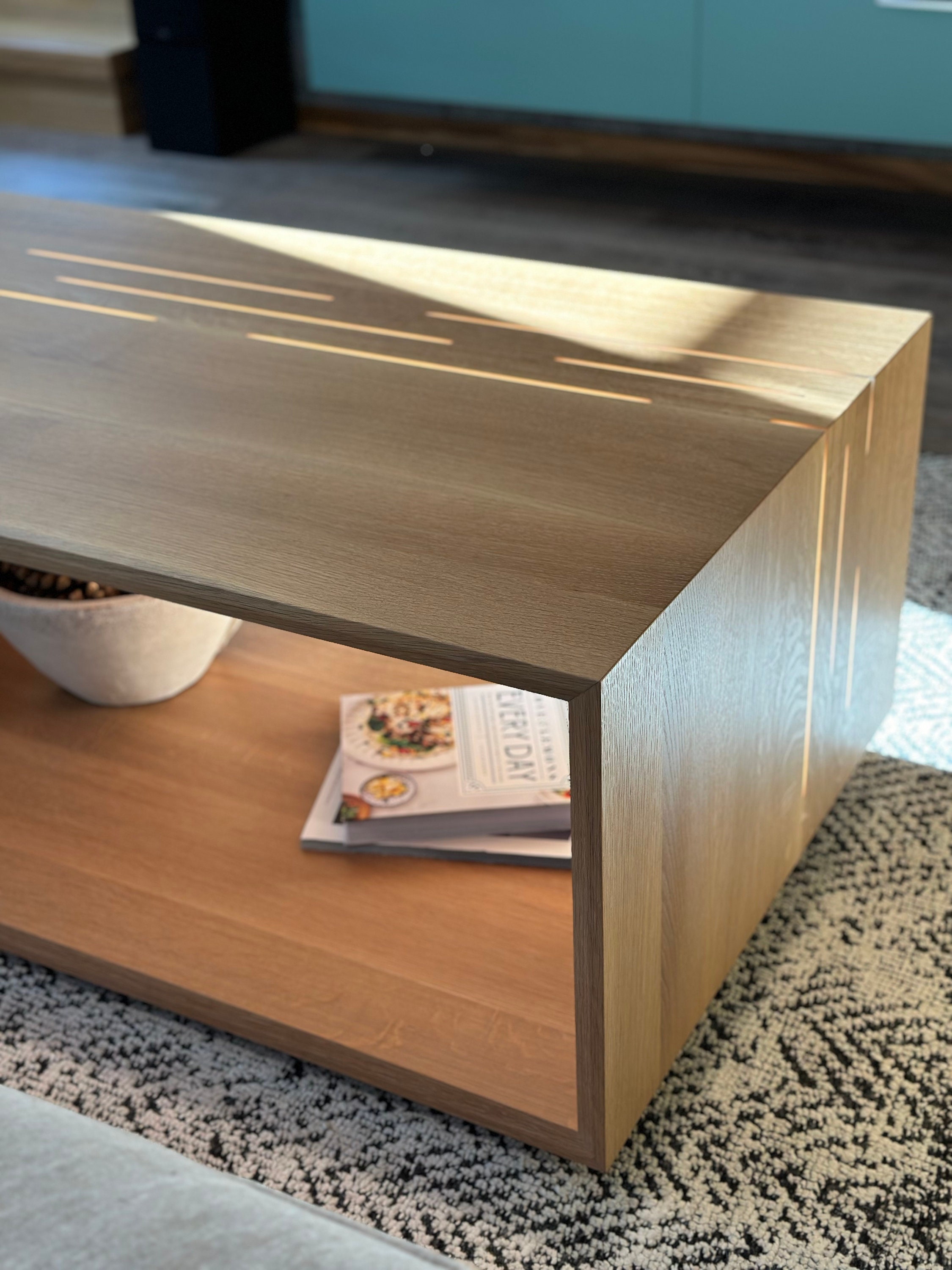 Solana White Oak Coffee Table, Contemporary Design, Smart LED Lights ...