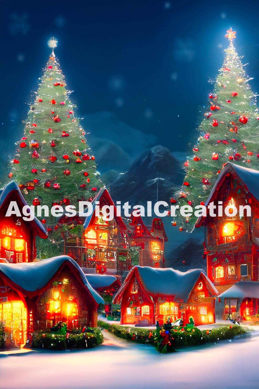 Digital Christmas Village Background for Composite Etsy