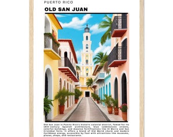 encadrée animée de San Juan Porto Rico | Cadre en bois | Art mural