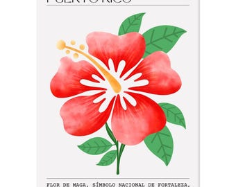 Impression Flor de Maga : affiche mate florale nationale de Porto Rico