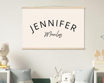 Tenture murale personnalisée avec prénom de bébé | Décoration de chambre d'enfant personnalisée | Art cadeau pour bébé