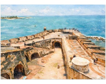 San Felipe del Morro, cartes postales de style aquarelle - Lot de 10 - 5 x 7 pouces