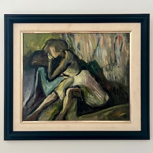 Vintage Spanish Painting - Original Mid Century Oil Portrait - Vintage Art - Spain
