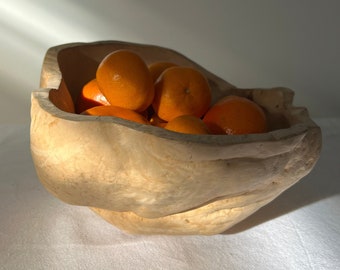 Big 1940s Swedish Birchwood Sculptural Bowl - Vintage Fruit Bowl - Handmade Wooden Bowl