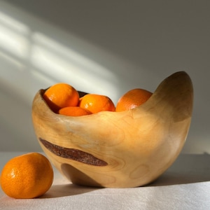 1940s Swedish Handmade Bowl - Vintage Fruit Bowl - Organic Freeform Wooden Bowl