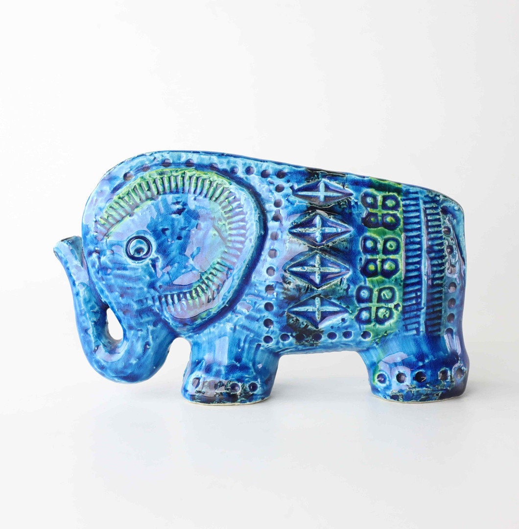Italian Bitossi Blue Elephant - Vintage Italian Ceramic