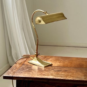 Vintage French Brass Table Desk Lamp - 1940s Lamp - Mid Century Lighting