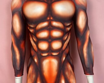 Custom Fit Muscle Suit: Cosplay Superhero Costume, Red Brown