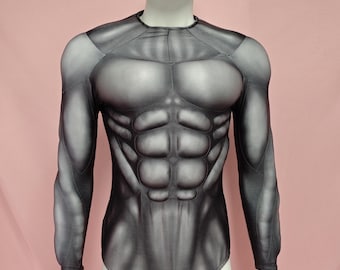 3D Sculpted Muscle Suit: Custom Cosplay Padding - Black or Gray