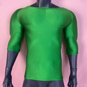 Green Men Shaper False Short Muscle Suit,Custom Fit Muscle Bodysuit for Cosplay,3D Sculpted Chest & Abs,Cosplay Muscle Suit For Comic-Con