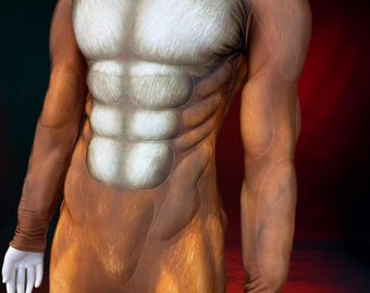 Furry Muscle Suit,Animal Fur Body Print Costume,Halloween Cosplay Events,Custom Size Pattern