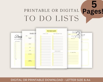 Lista de tareas imprimible, lista de tareas digitales, lista de tareas diarias, lista de verificación diaria