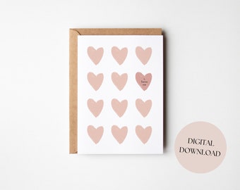 Pink and Rose Hearts Card | I Love Us | Printable Anniversary Card