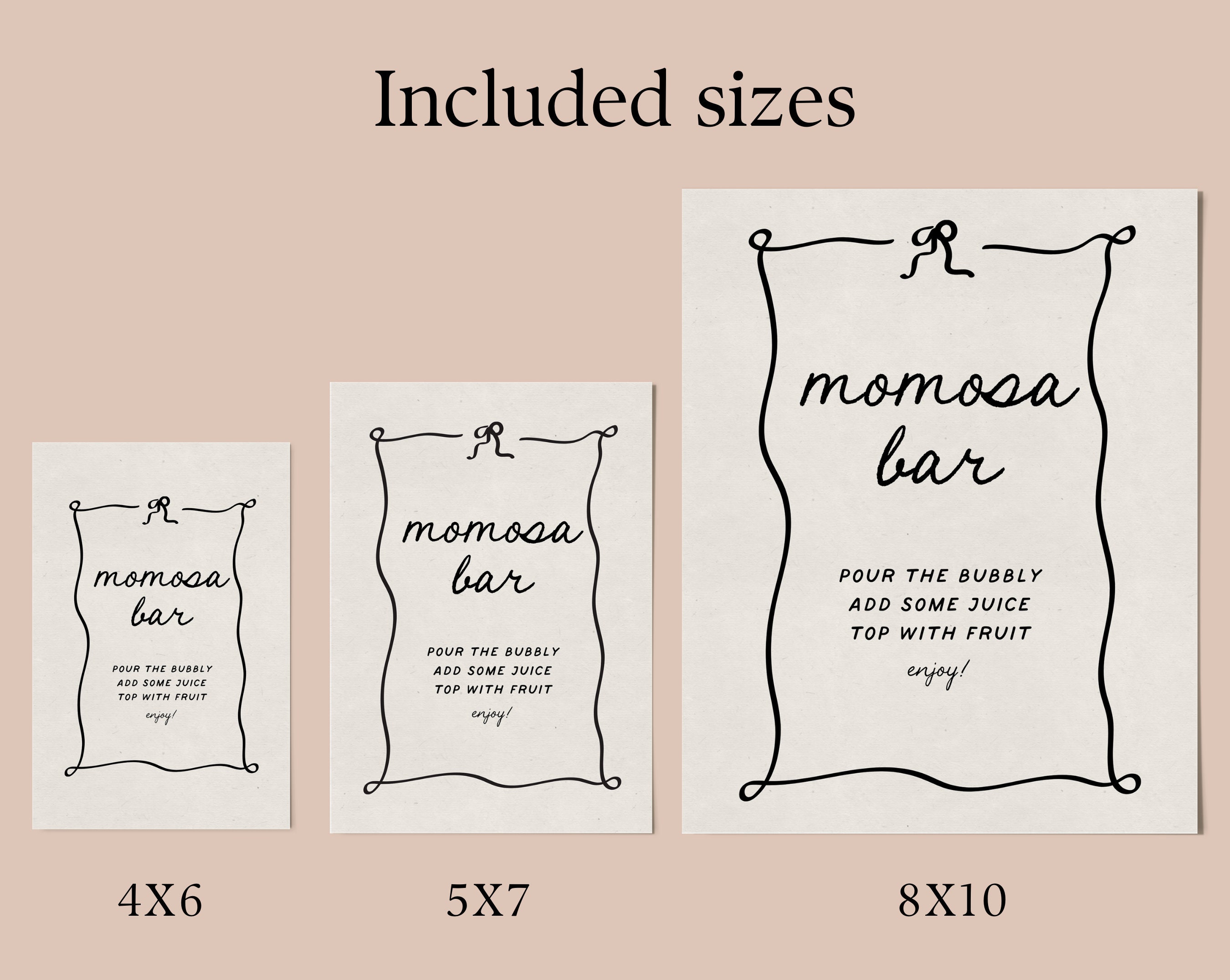 Momosa Sign Template Bow Baby Shower Edit in Canva Digital Download ...