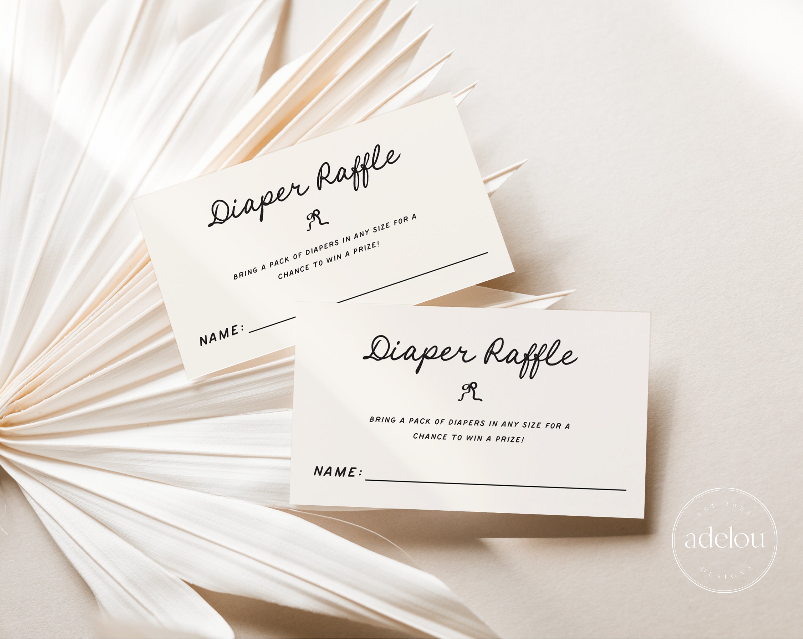 Bow Diaper Raffle Card Template Edit in Canva Digital Download ...