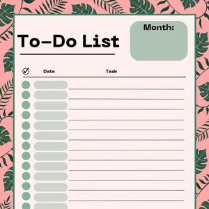 Tropical Monthly To-Do List