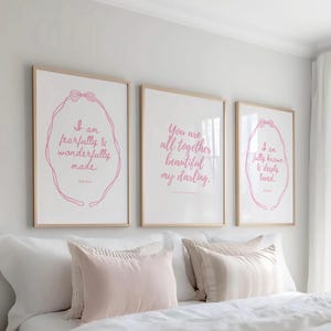 Pink Christian Wall Art Set of 3: Bible Verse Prints (Digital Download)