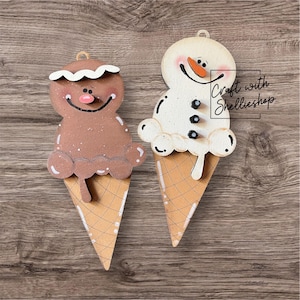 Gingerbread & Snowman Cones Ornaments