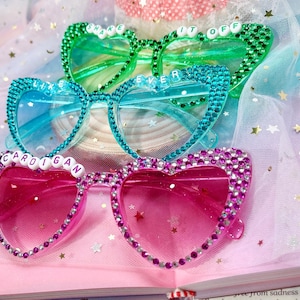 Personalized Sunglasses for the Concerts Wedding Birthday Bridesmaids Party Glasses,Sunglasses,custom concert heart sunglasses with crystal