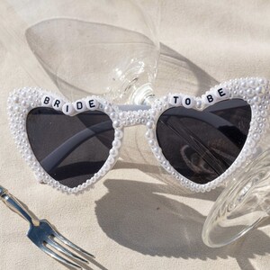 personalized Bride To Be Sunglasses,Bride Sunglasses,pearl sunglasses bride,Bride Heart Sunglasses,Bridal Shower,Bachelorette Sunglasses image 3