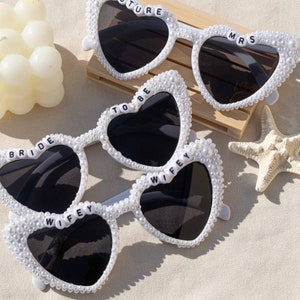 personalized Bride To Be Sunglasses,Bride Sunglasses,pearl sunglasses bride,Bride Heart Sunglasses,Bridal Shower,Bachelorette Sunglasses image 5