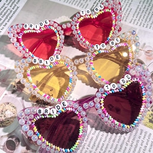 Personalize Sunglasses for the Concerts Wedding Birthday Bridesmaids Party Glasses,Sunglasses,custom concert heart sunglasses with crystal