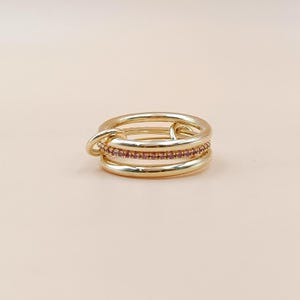 18-karat Solid Gold Ring , Single Cut Diamond Band Ring, Woman 3 Set Band Ring, Enter Locking Ring, Multi Link Band Ring, Band Ring Jewelry