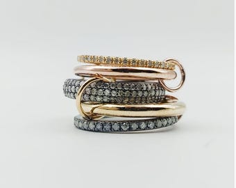 925 Silver Multi Link Band Ring Single Cut Diamond Band Ring Connector Ring Diamond Band Ring jewelry Woman5 Set Band Ring Interlocking Ring