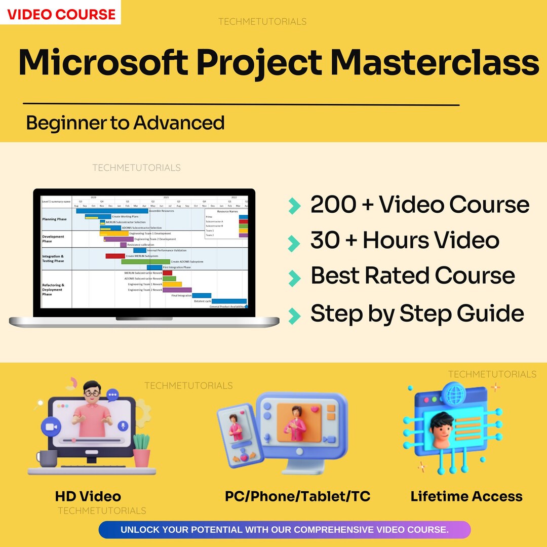 Microsoft Project Lesson Microsoft Project Masterclass Video Course for Beginner to Advanced - Etsy