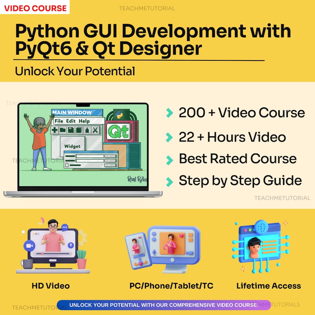 Python GUI Development With Pyqt6 & Qt Designer - Essential Skills - Etsy
