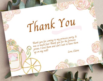 Editable Princess Thank You, Enchanting Birthday Thank You Card, Digital Download, Royal Celebration Printable BP0001