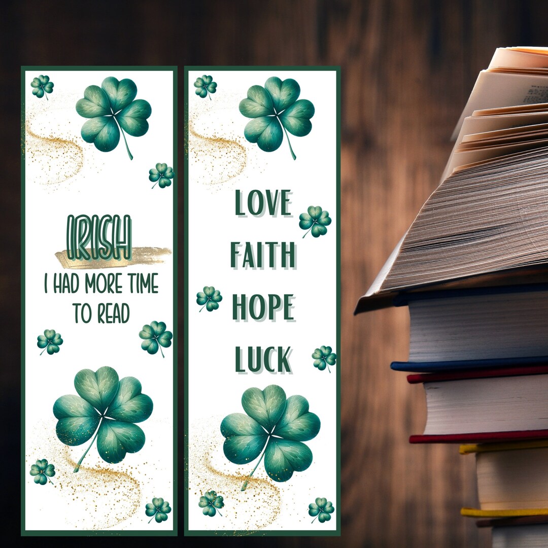 Irish Four Leaf Clover Bookmark Set Printable Irish Bookmarks for St ...