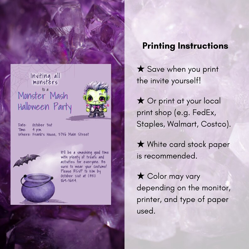 Cute Monster Mash Party Invite, Fun Halloween Party Invitation for Kids