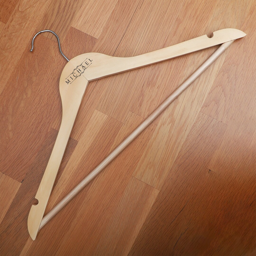 Custom Clothes Hanger, Personalized Wedding Gift, Engraved Hard Wood