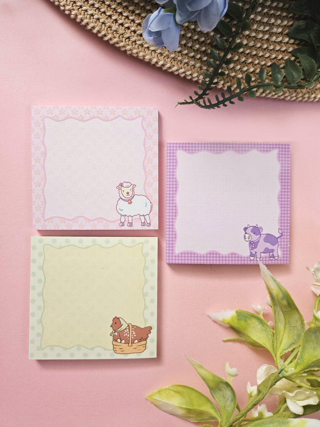 Cottage Core Pastel Farm Animal Sticky Notes - Etsy