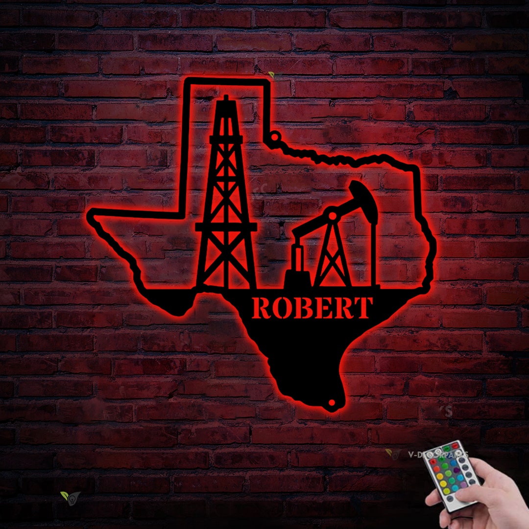Personalized Texas Oil Rig Metal Wall Art Custom Oil Field - Etsy